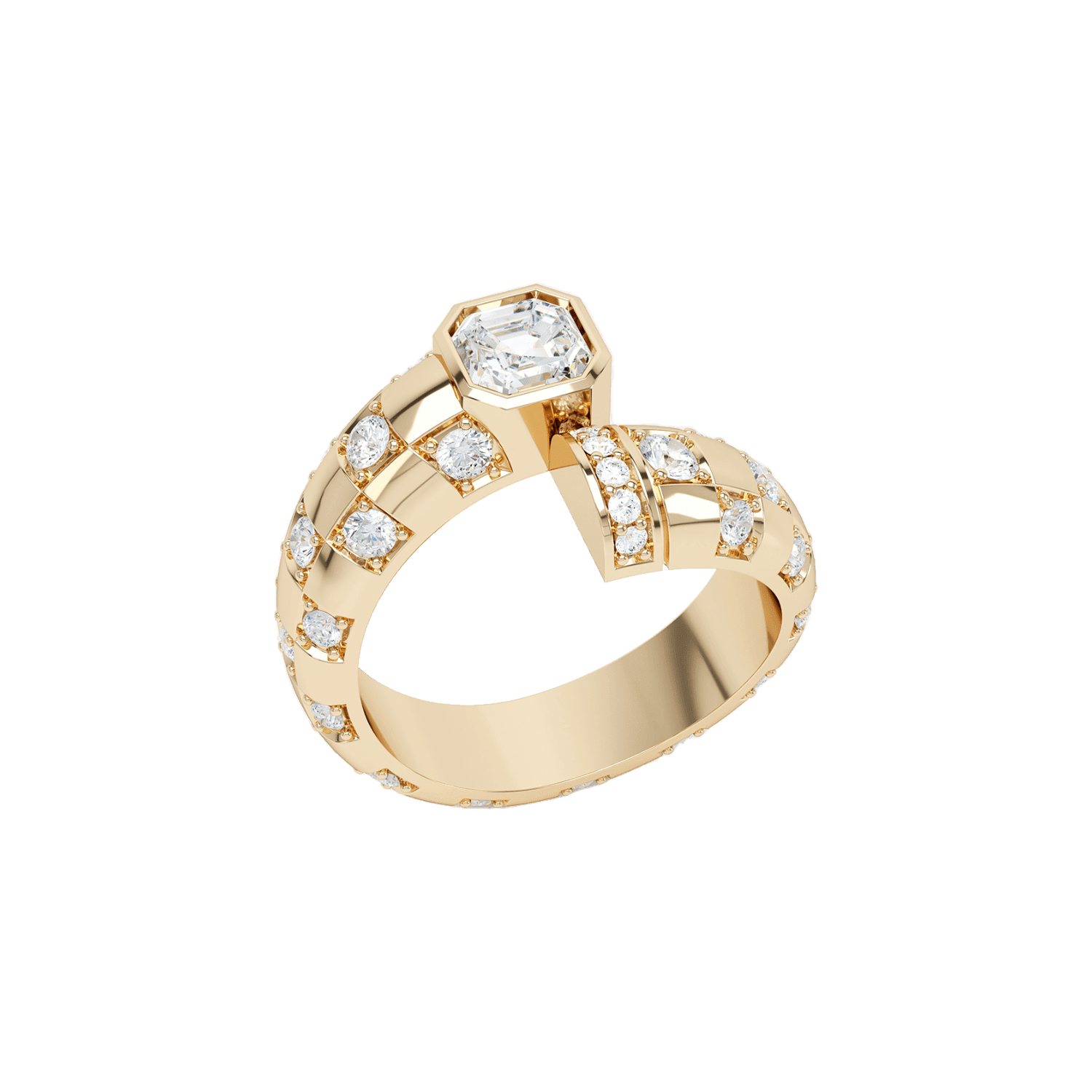 Toi et Moi Checkerboard Asscher Diamond Ring | 18K yellow gold / 9.5  | Jewelry | The Future Rocks