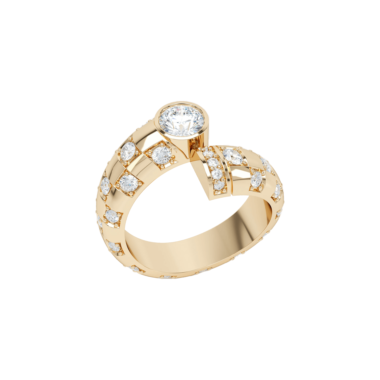 Toi et Moi Checkerboard Brilliant Diamond Ring | 18K yellow gold / 8  | Jewelry | The Future Rocks