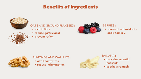 benefits of oats, almonds, berries and banana for reflux