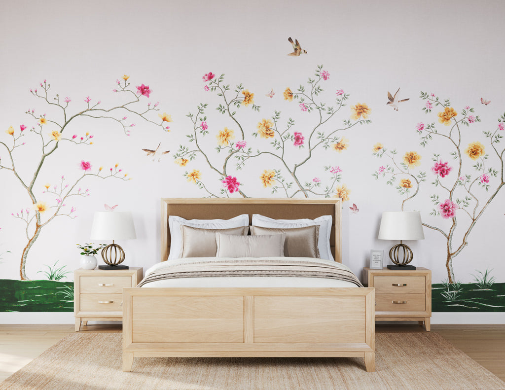 Wallpaper in bedroom stocked by Hyperion Tiles