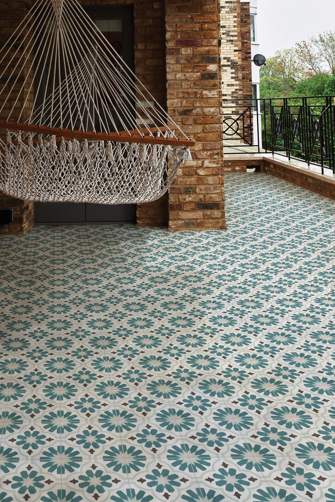 Patio featuring vacation Porcelain Cordoba tiles stocked by Hyperion Tiles