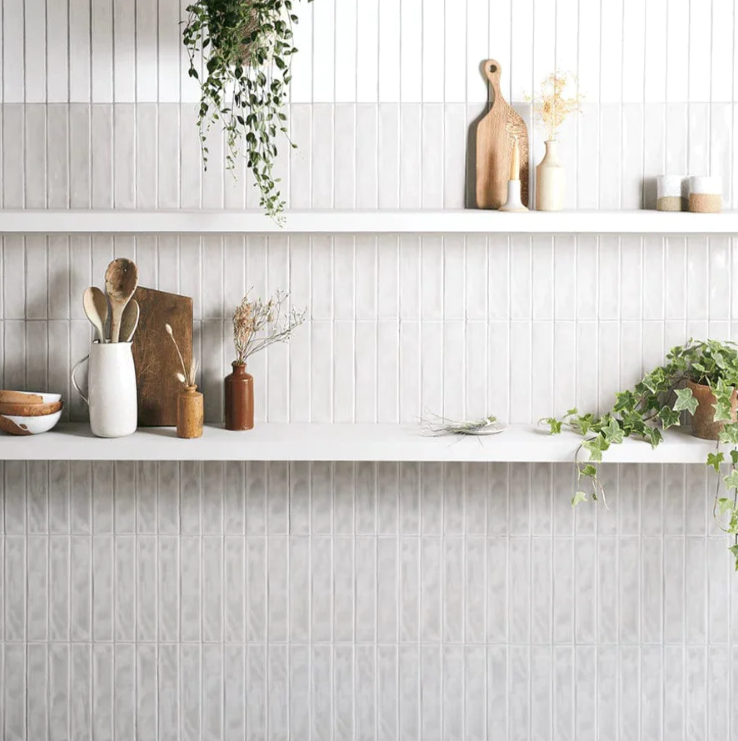 Bert &May subway tile design Skinny Livid Pale Metro available from Hyperion Tiles