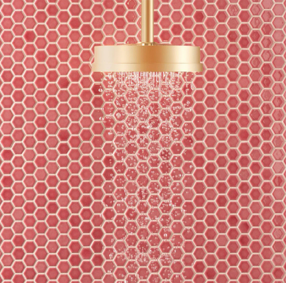 Original Style Mini Pink Gloss Hexagon Tiles