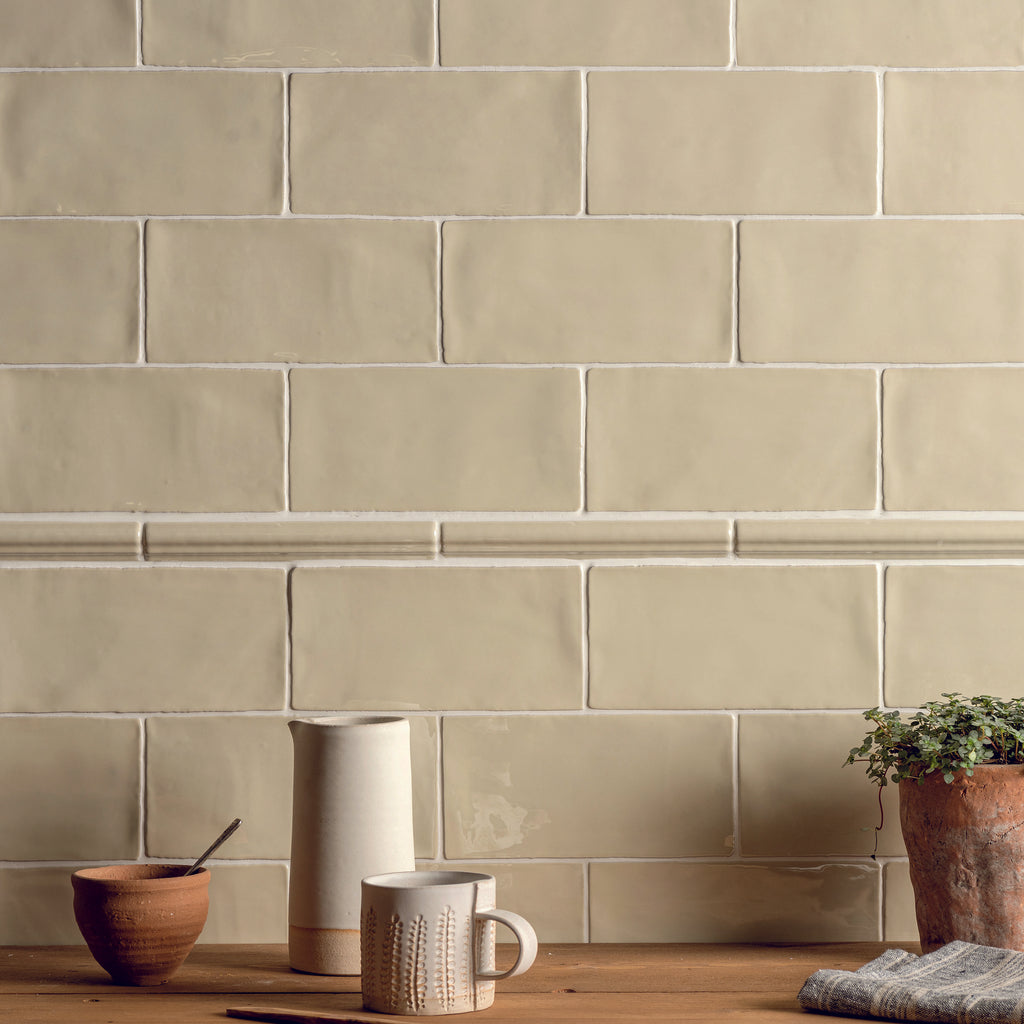 Warm beige walls with Original Style Winchester Hemp Brick Tiles stocked by Hyperion Tiles
