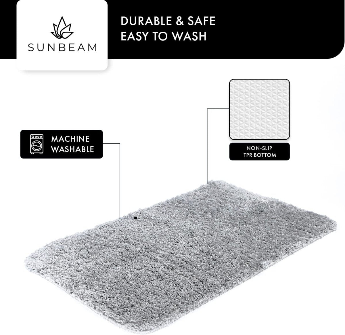 Corner Shower Mat 70 X 35cm 100% Cotton L-shaped Bath Mat Super Soft,  Absorbent Grey Bathroom Corner Shaped Mat 