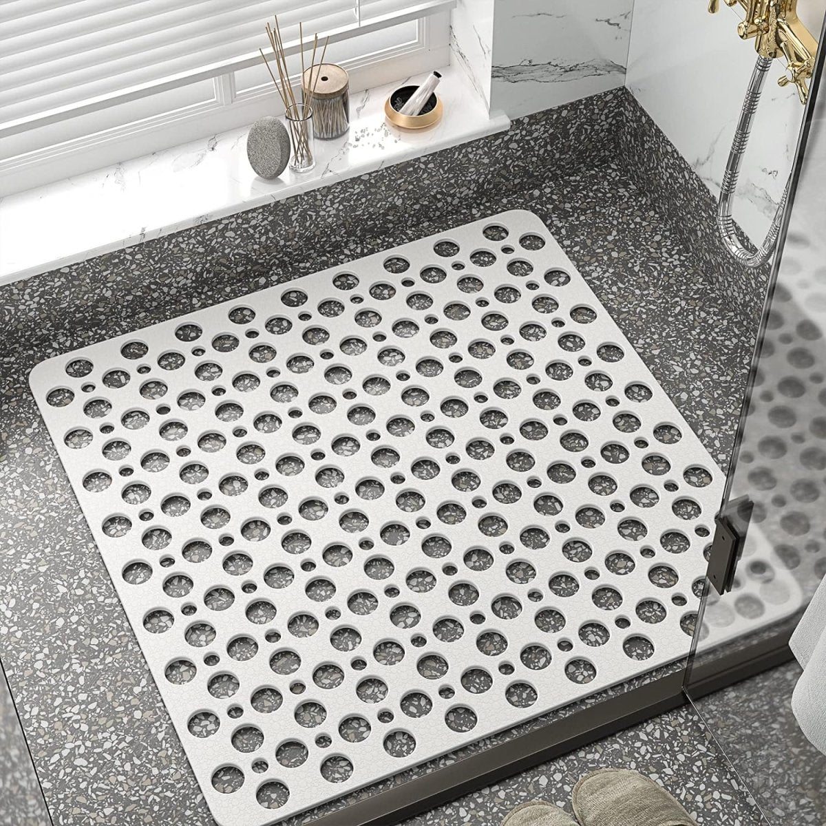 Corner Shower Mat 70 X 35cm 100% Cotton L-shaped Bath Mat Super