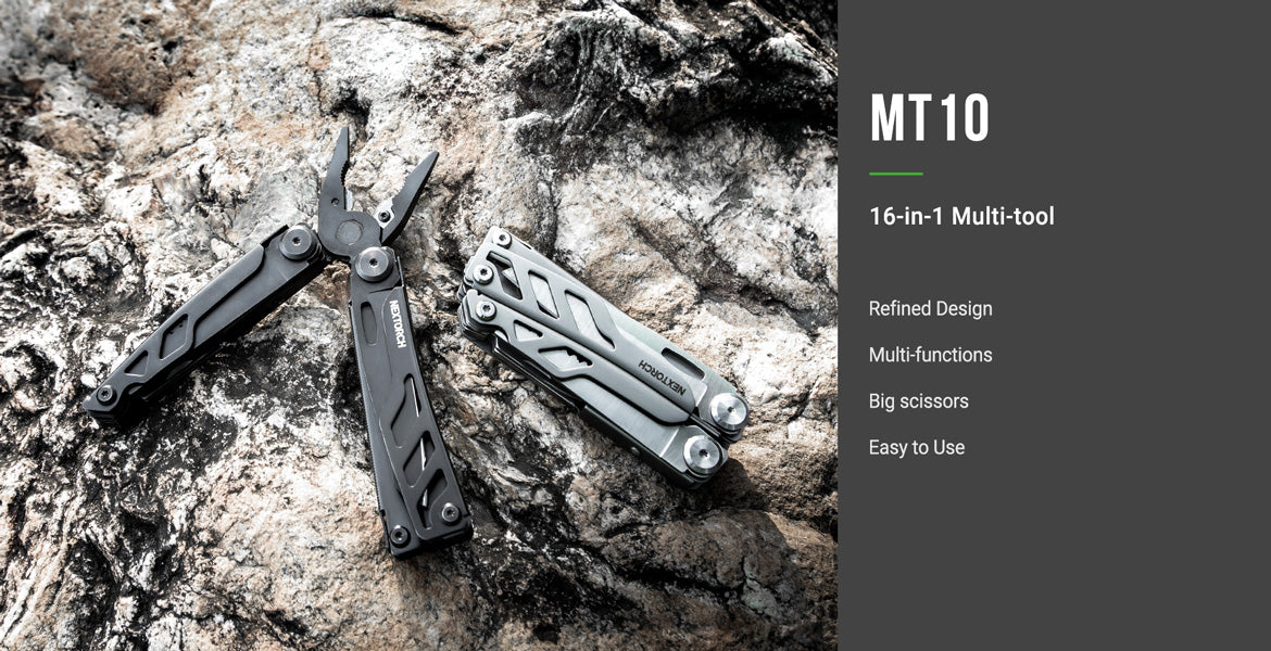 NexTORCH NexTool MT10 16-in-1 Multi-Tool, Black Stainless Steel Handles,  Black Nylon Sheath - KnifeCenter