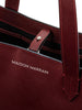 Logo detail of Maison Marrain DeuxVin leather tote Bag in red bordeaux