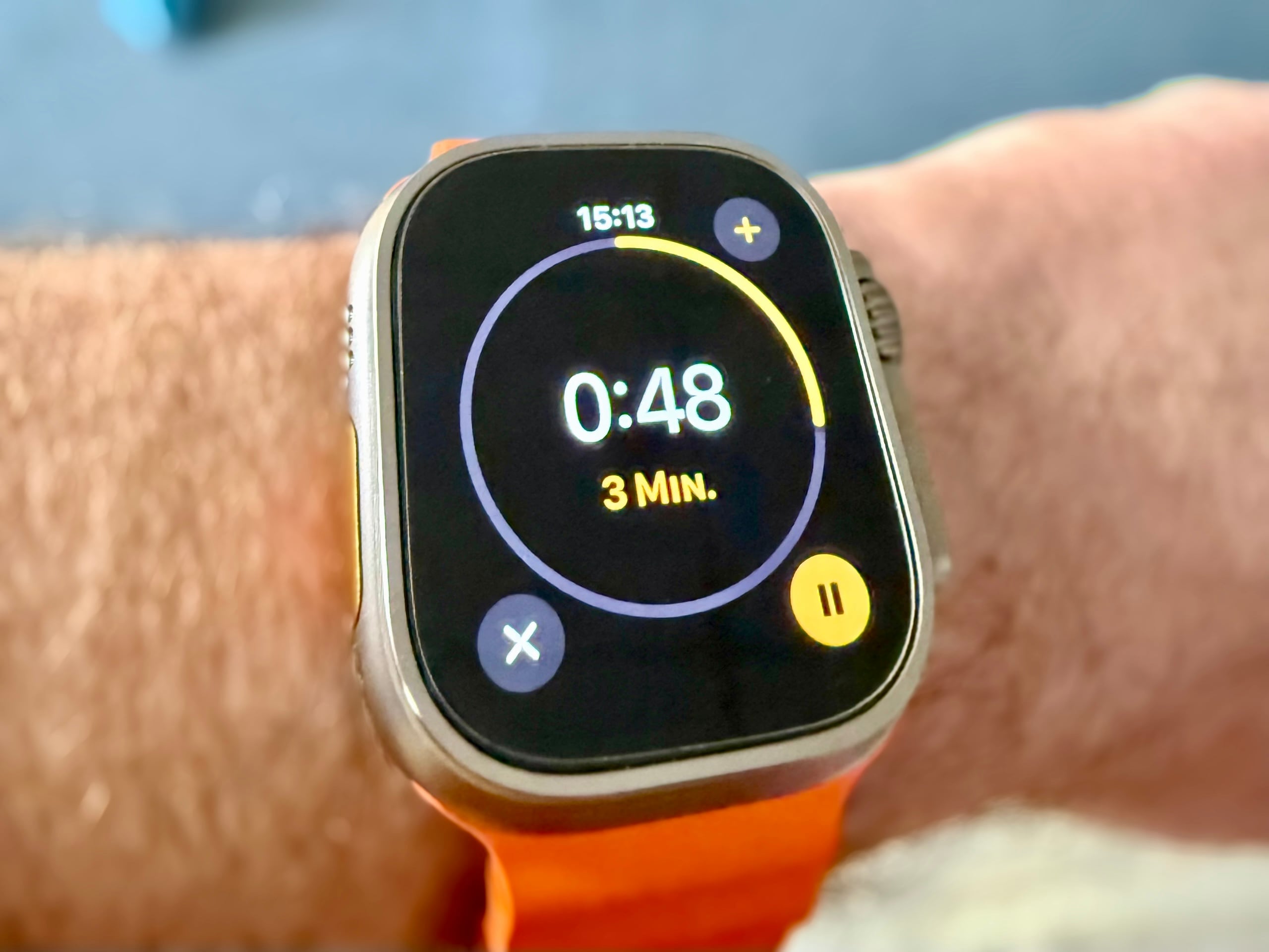 aktiver Timer 3 Minuten auf einer Apple Watch