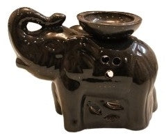 Indian Aura Ceramic Black Elephant Tea Light  Diffuser / Aroma Oil Burner