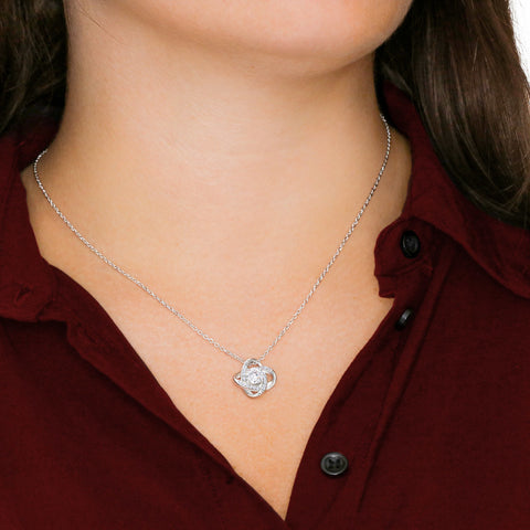 Diamond Accent Love Knot Pendant Necklace in 14kt White Gold | Ross-Simons