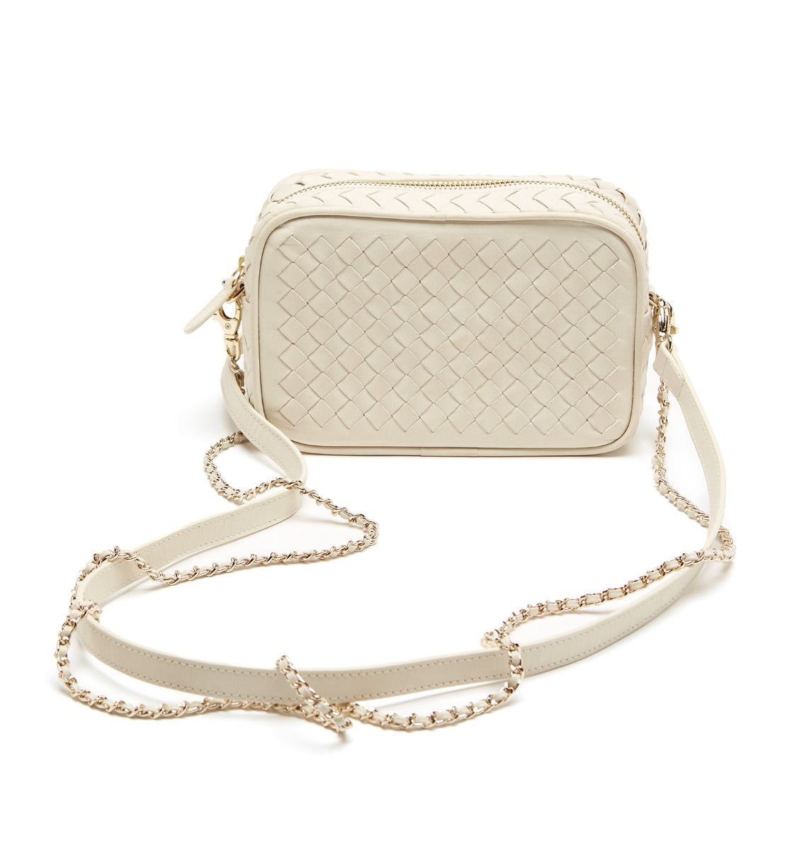 PETITE WOVEN LEATHER CROSSBODY BAG