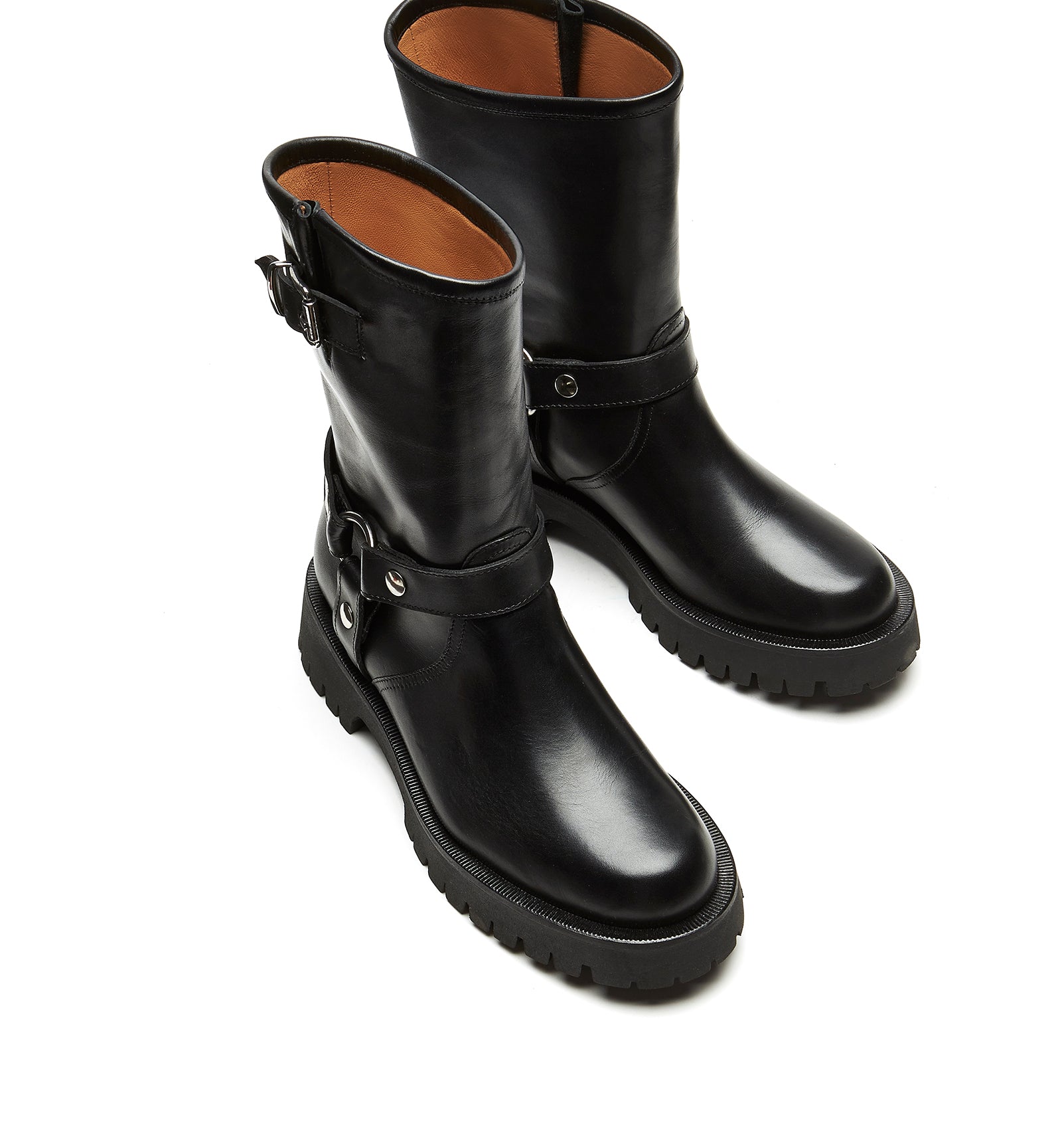 La Canadienne Bara Leather Harness Moto Booties In Black