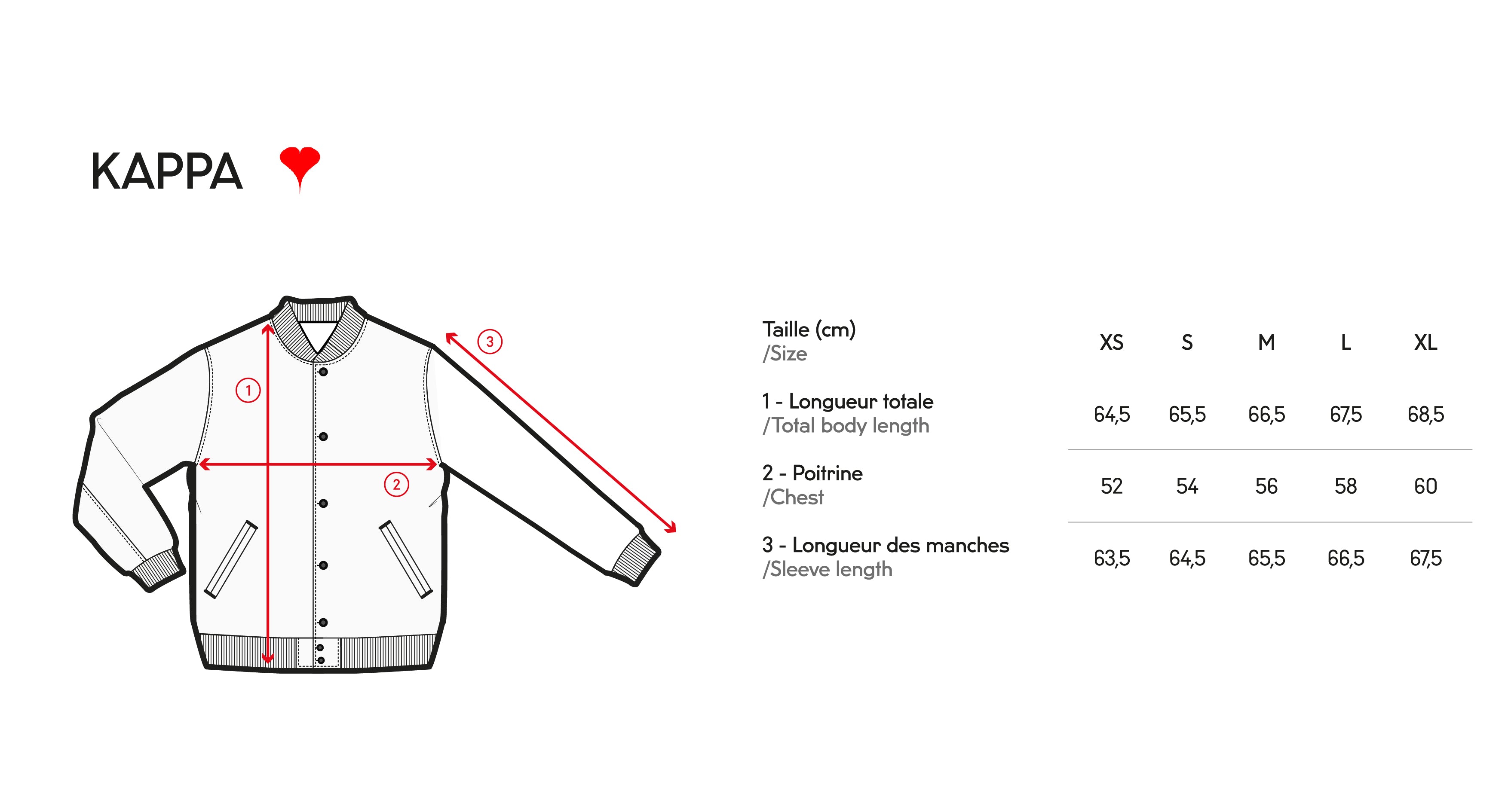 Sport rysten afkom Kappa Size Guide