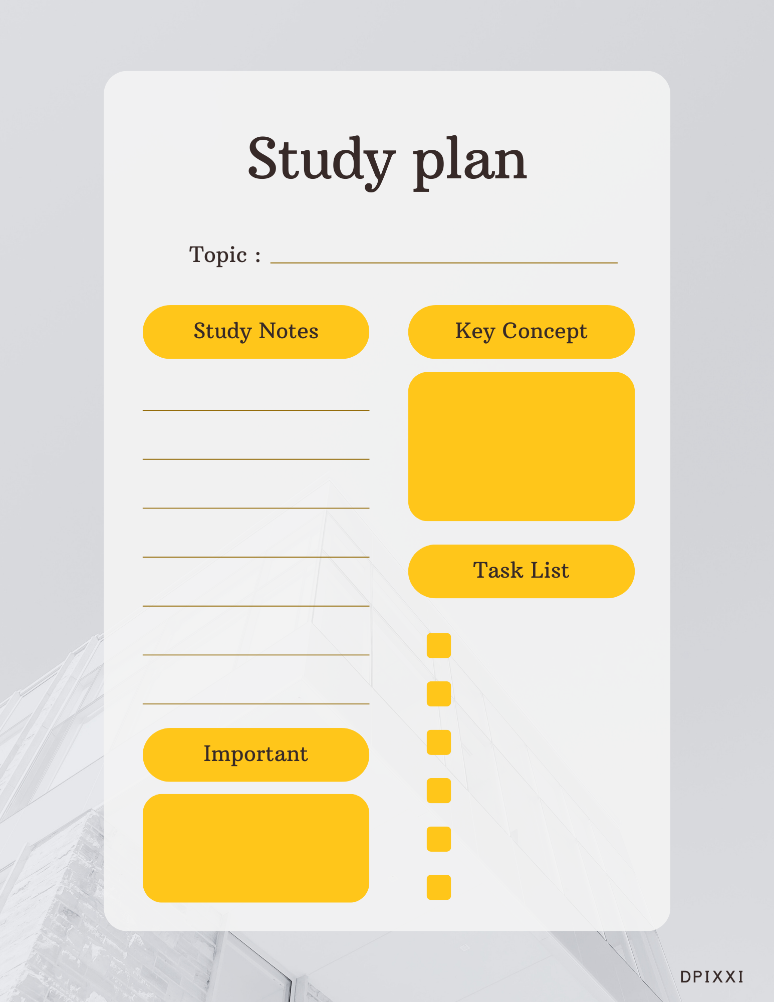 Modern Photocentric Study Planner | Topic, Study Notes, Key Concept, Task List, Important