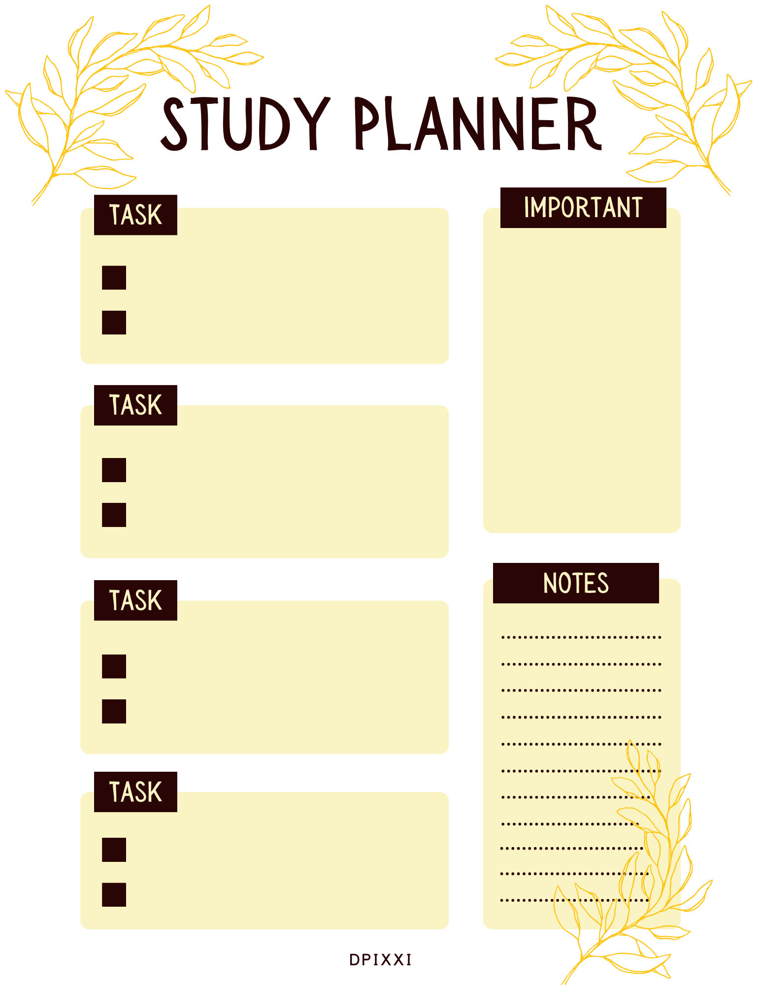 Minimalist Back To School Study Planner | Task, Important, Notes