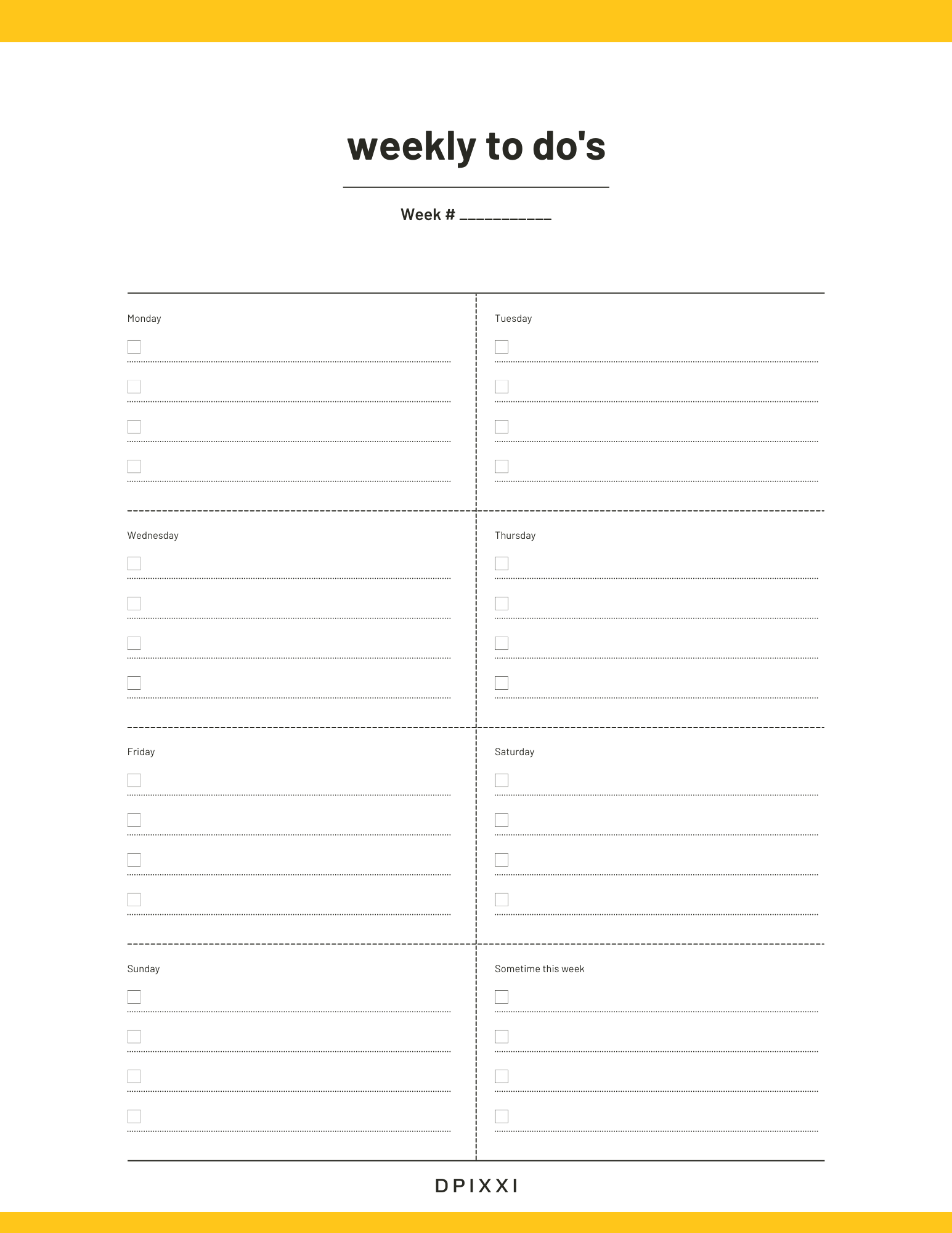 Minimalistic Weekly To Do's Planner