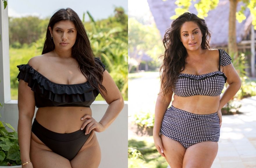 Women wearing plus size bikinis