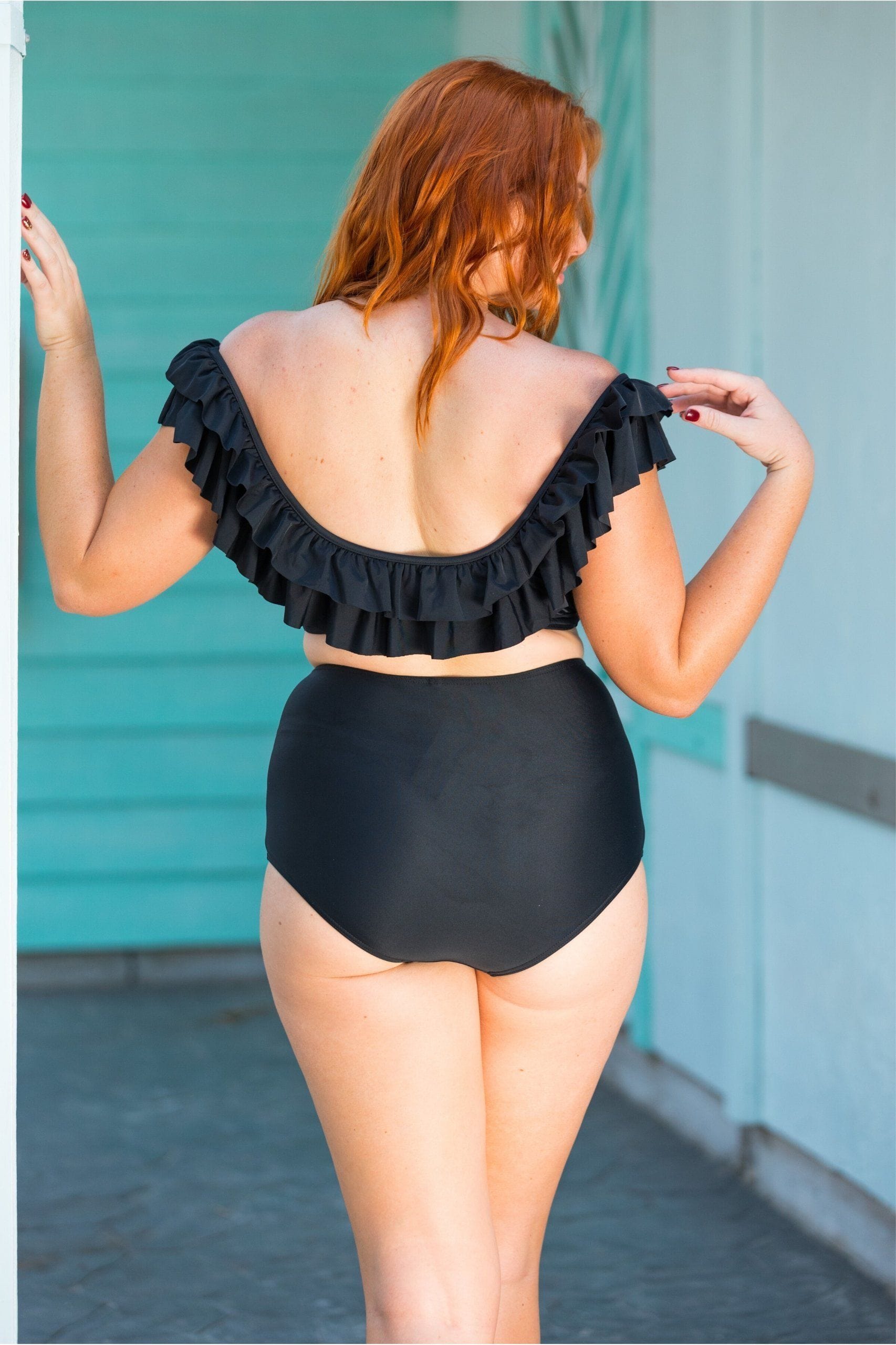 plain black plus size swimsuit