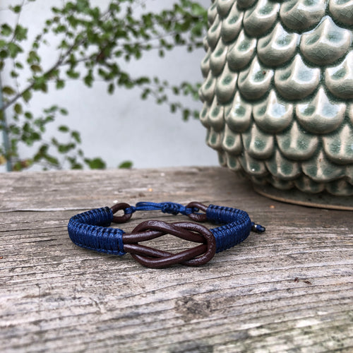 Plaited Royal Blue Leather Bracelet