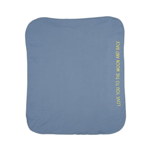 Love you To The Moon Cotton Baby Blanket in Steel Blue
