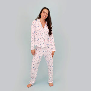 Evil Eye Women's Long Sleeve Pajama Set in Pink | 25% OFF USE CODE: PJ25
