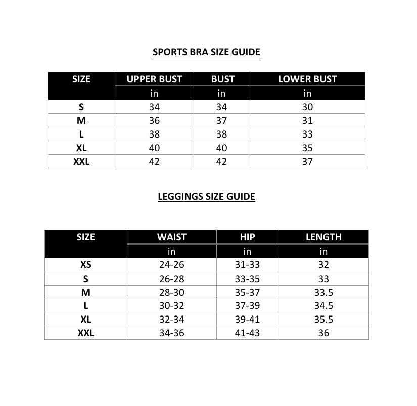 co-ord size chart women