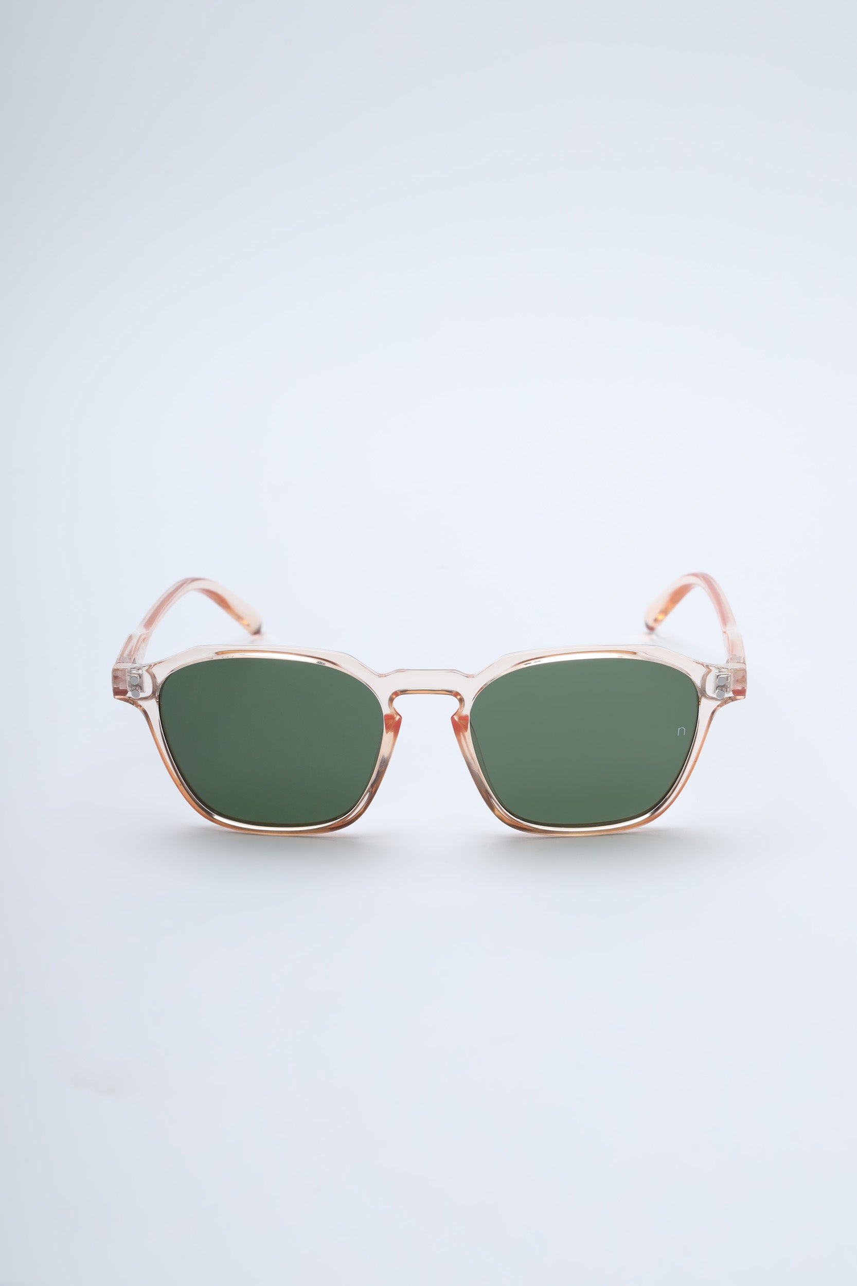 NS1009YFGL PC Brown Frame with Green Glass Lens Sunglasses