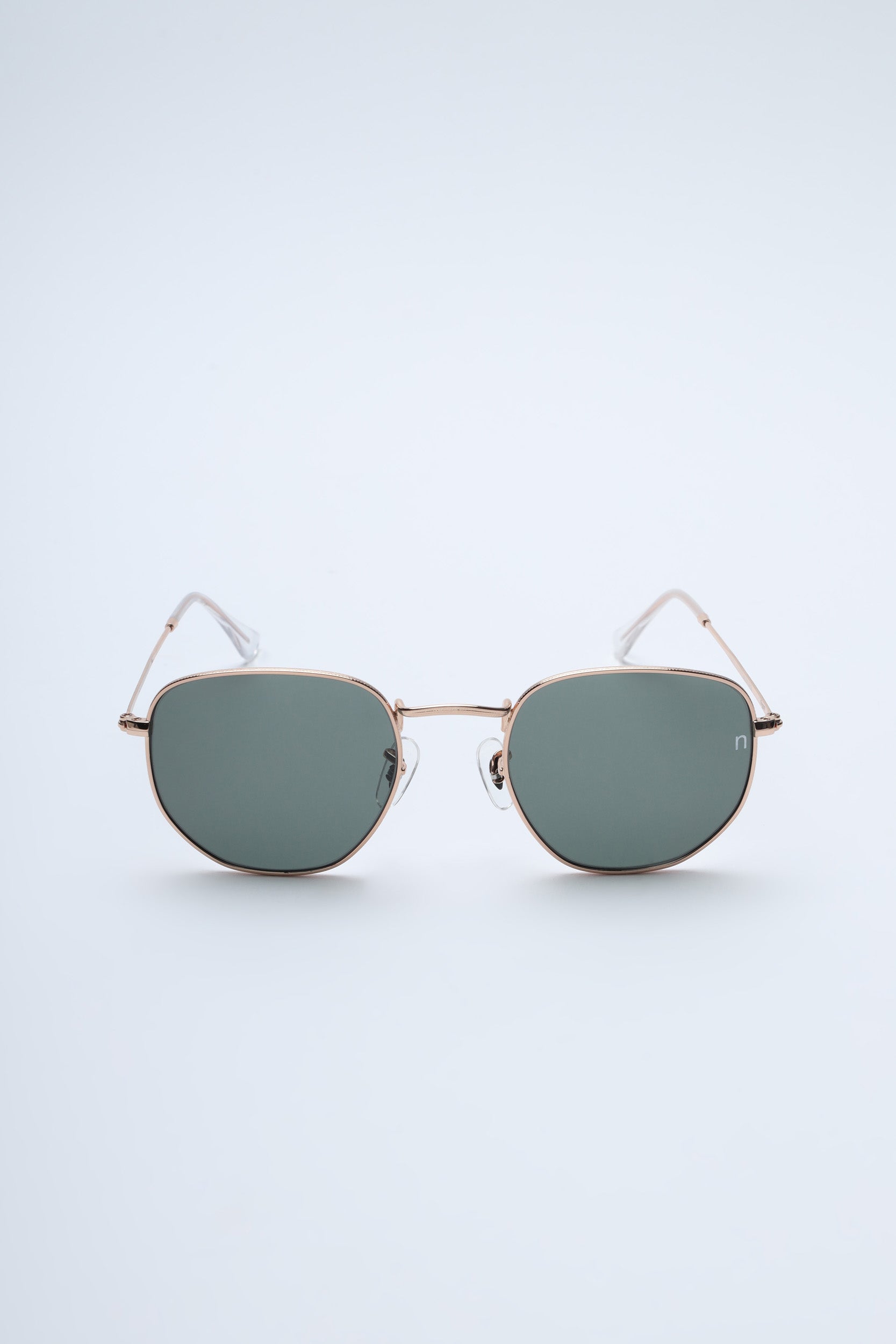 NS2007GFGL Stainless Steel Gold Frame with Green Glass Lens Sunglasses