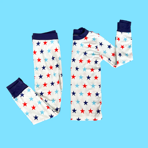 red white and blue stars pj set 