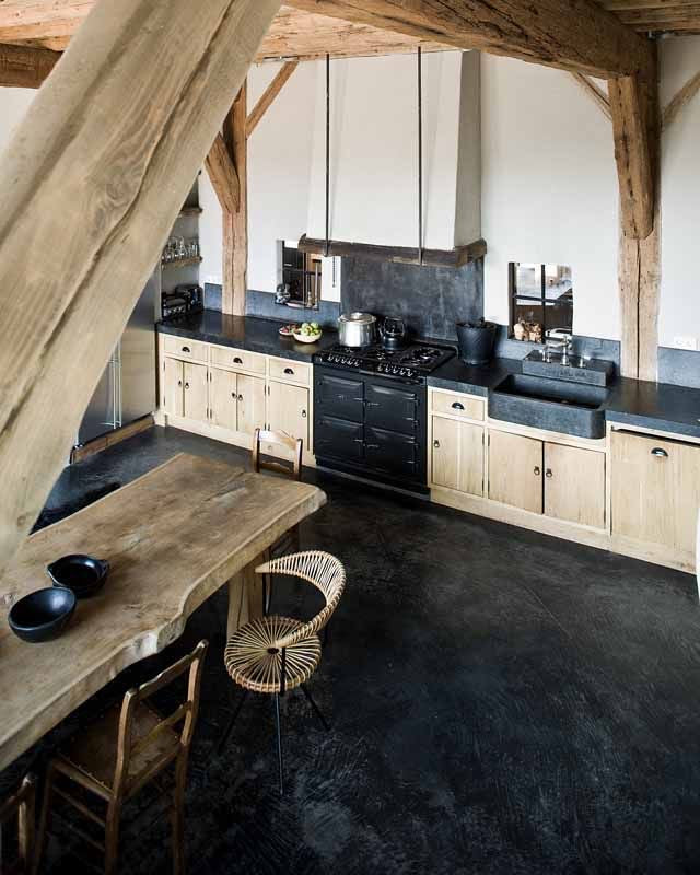 Black Wood Floor Kitchen