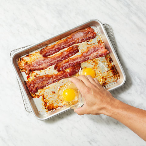 sheet pan eggs bacon toast