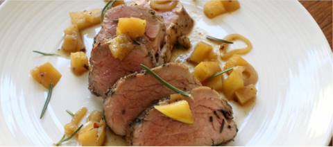 sous vide maple rosemary pork tenderloin with apples