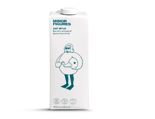 Example of Oatly a an oatmilk brand that uses drawings to humanize 