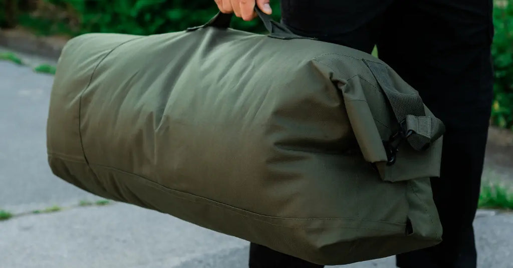 Sleeping bag carried by a soldier