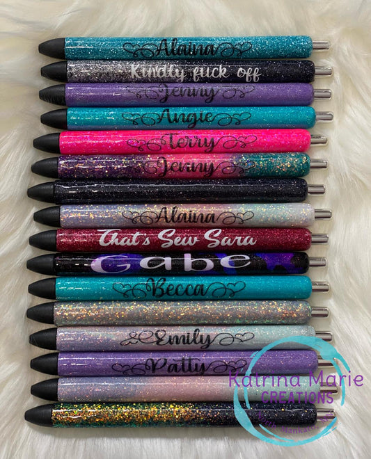 Personalized Gel Pens | Custom Epoxy Glitter Pens | Leopard Pen