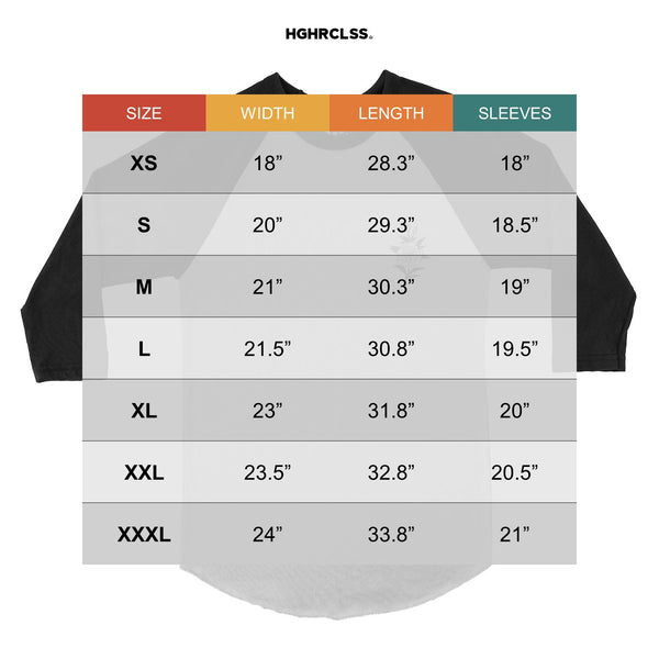 HGHRCLSS Raglan Size Chart