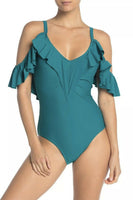 Nicole Miller Ruffled Cold Shoulder One-Piece Swimsuit 2X