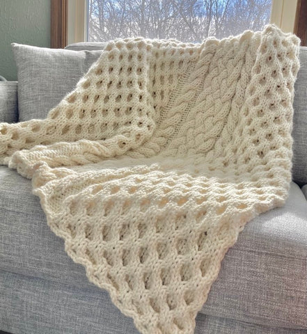 honeycomb knit cable blanket