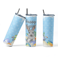 Happy Easter Blue Tumbler | Custom Cups by Kim