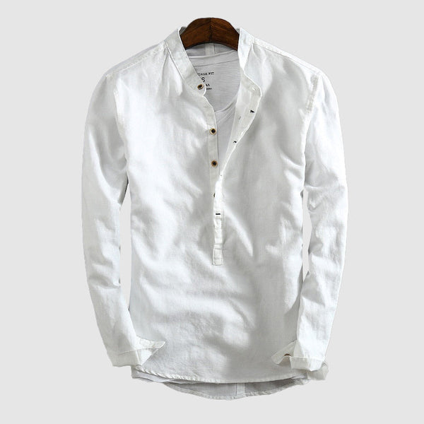 Venezia Long-Sleeve Cotton-Linen Shirt - Avxnue
