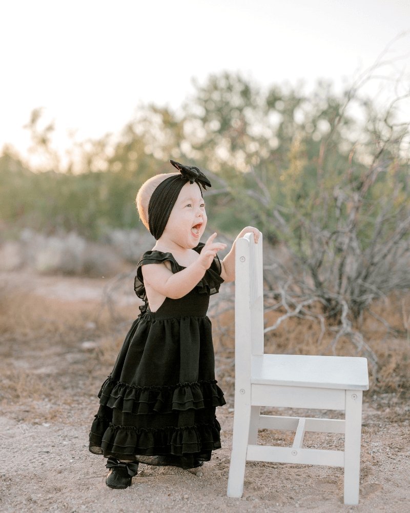 Nellie | Bailey's Blossoms | Infant - Toddler Girl's | Ruffle Maxi Dress | Black-FINAL SALE