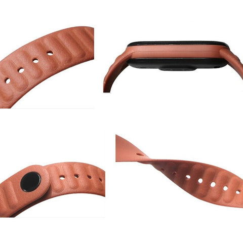 correa de tejido rugoso para xiaomi mi band 5 pulsera de silicona estriada tejido cuero