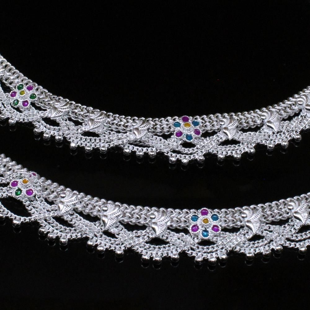 bridal real silver jewelry jhallar anklets ankle pajeb bracelet ...