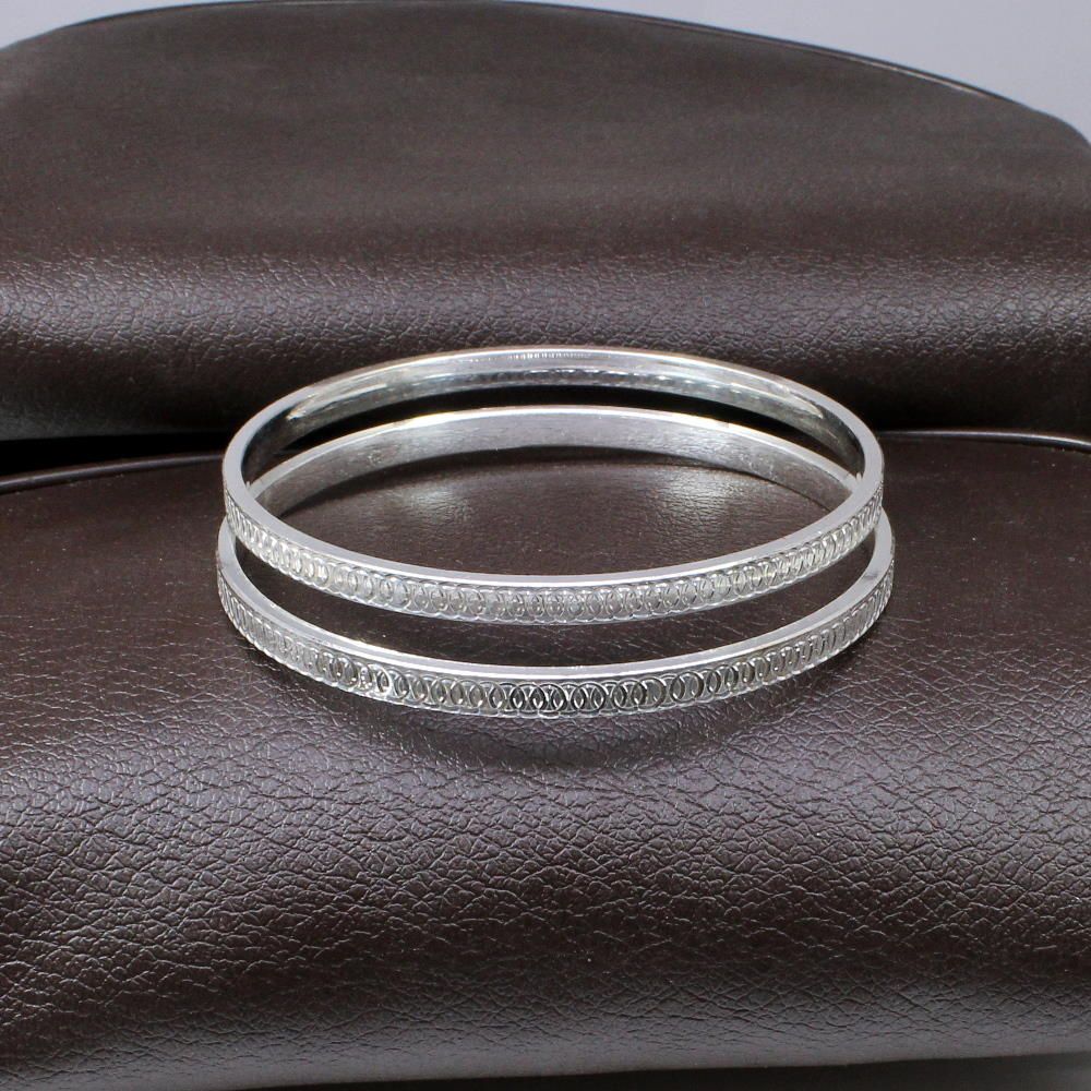 Silver Pearl Stacking Bangle Bracelets simple Skinny Layering Bangle set  thin — Discovered