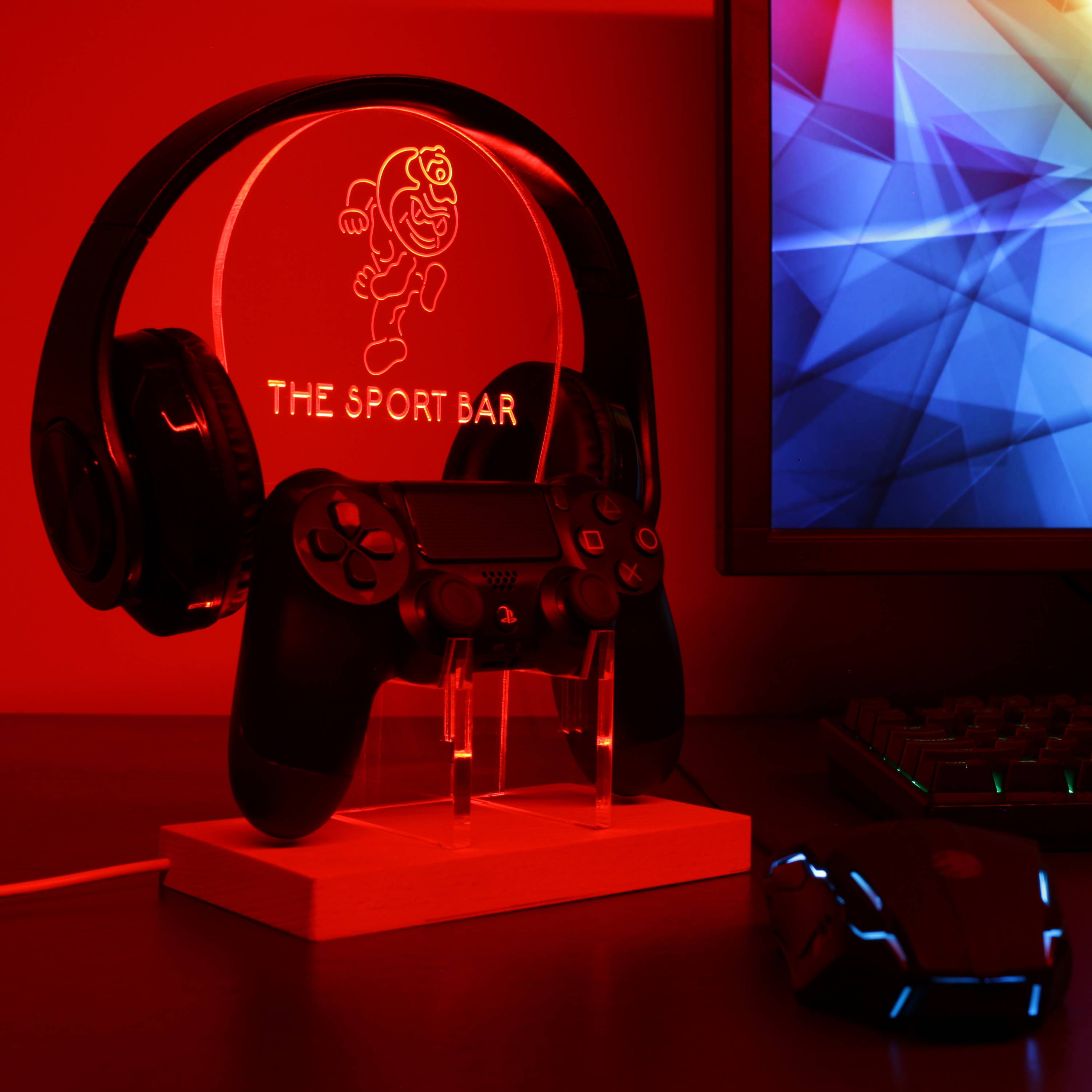 Ohio State Buckeyes Brutus Personalized RGB LED Gaming Headset Controller Stand