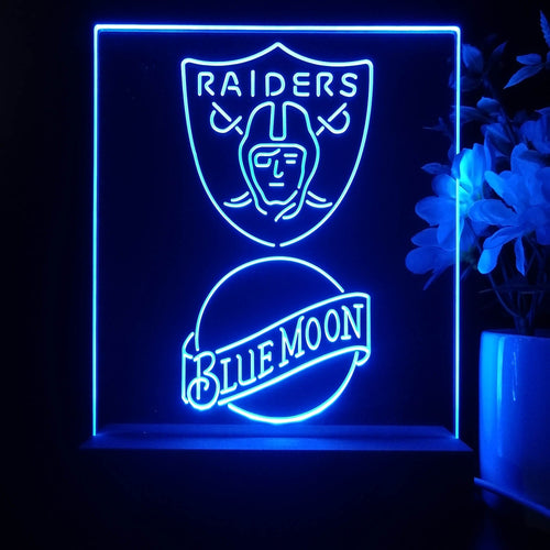 Blue Moon Bar Las Vegas Raiders Neon LED Sign 3 Colors