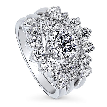 Sterling Silver Round CZ Stackable 5-Stone Ring Set