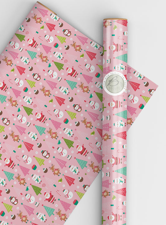 Pink christmas wrapping paper