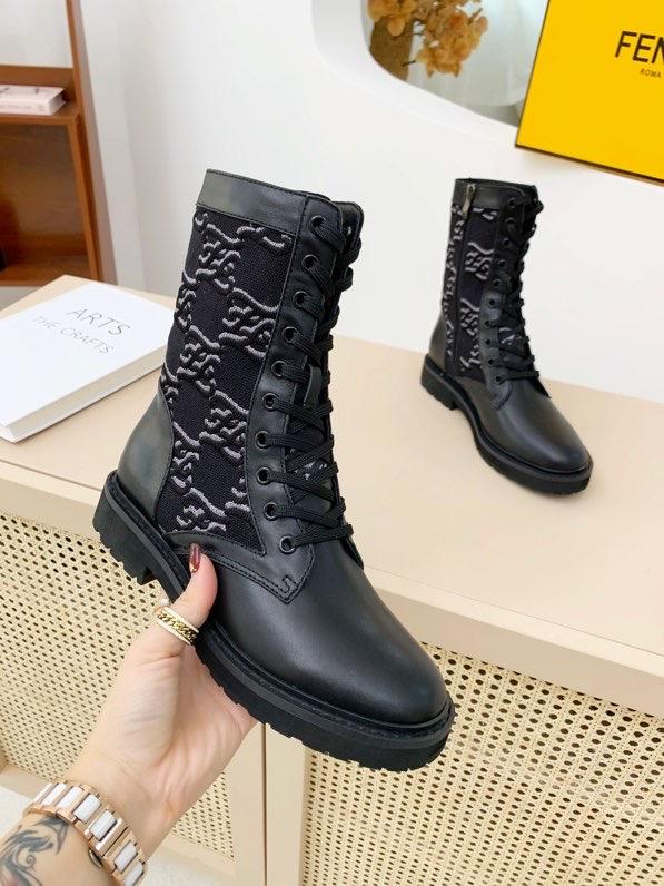 Fendi women鈥榮 Leather boots Fashionable Leisure Boots Shoes 1216